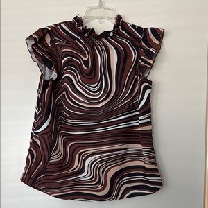 SHEIN Brown and Black Swirl Blouse